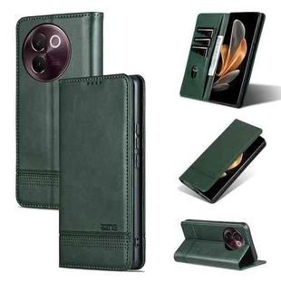 For vivo V30e AZNS Magnetic Calf Texture Leather Phone Case(Dark Green)