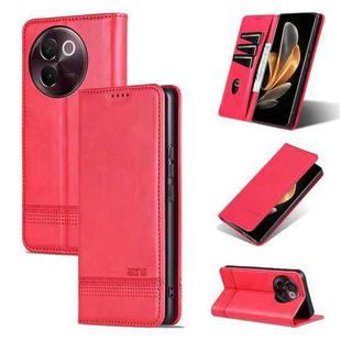 For vivo V30e AZNS Magnetic Calf Texture Leather Phone Case(Red)