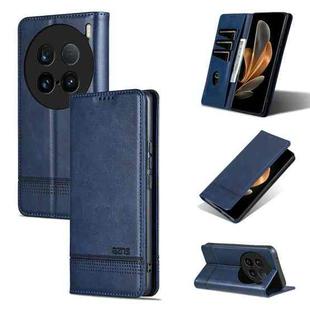 For vivo X100 Ultra AZNS Magnetic Calf Texture Leather Phone Case(Dark Blu)