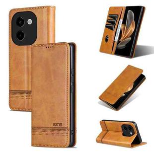For vivo Y200 5G AZNS Magnetic Calf Texture Leather Phone Case(Light Brown)