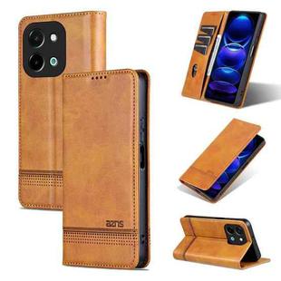 For vivo Y28 4G AZNS Magnetic Calf Texture Leather Phone Case(Light Brown)