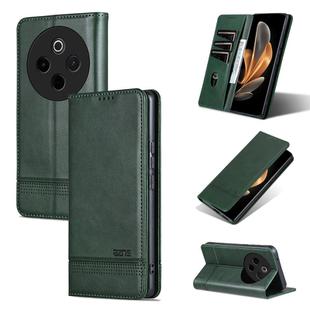 For vivo Y300 Pro AZNS Magnetic Calf Texture Leather Phone Case(Dark Green)