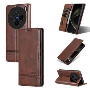 For vivo X200 AZNS Magnetic Calf Texture Leather Phone Case(Dark Brown)