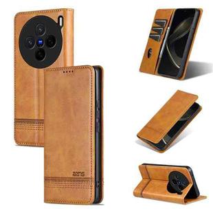 For vivo X200 AZNS Magnetic Calf Texture Leather Phone Case(Light Brown)