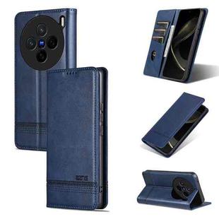 For vivo X200 AZNS Magnetic Calf Texture Leather Phone Case(Dark Blu)