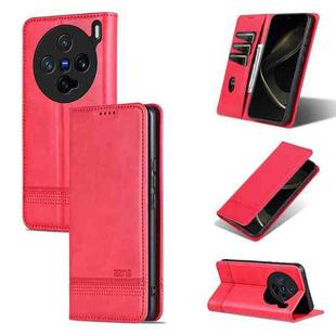 For vivo X200 Pro mini AZNS Magnetic Calf Texture Leather Phone Case(Red)