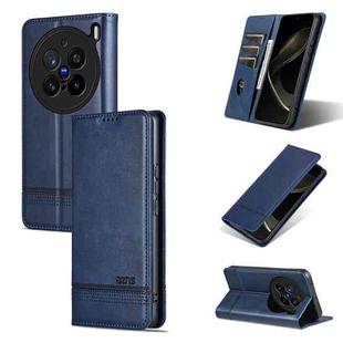 For vivo X200 Pro AZNS Magnetic Calf Texture Leather Phone Case(Dark Blu)