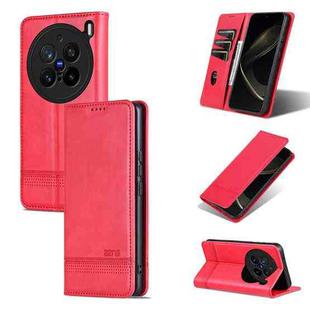 For vivo X200 Pro AZNS Magnetic Calf Texture Leather Phone Case(Red)