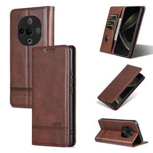 For vivo Y300 AZNS Magnetic Calf Texture Leather Phone Case(Dark Brown)