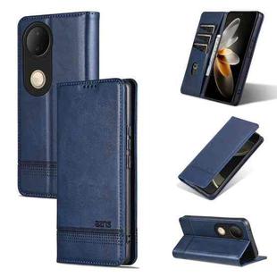For vivo S20 AZNS Magnetic Calf Texture Leather Phone Case(Dark Blu)