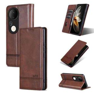For vivo S20 Pro AZNS Magnetic Calf Texture Leather Phone Case(Dark Brown)