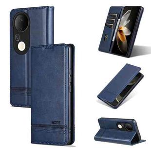 For vivo S20 Pro AZNS Magnetic Calf Texture Leather Phone Case(Dark Blu)