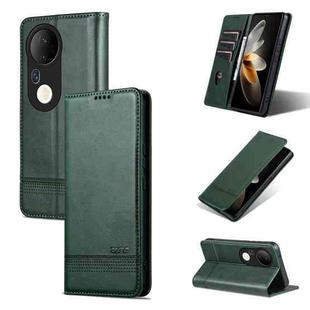 For vivo S20 Pro AZNS Magnetic Calf Texture Leather Phone Case(Dark Green)