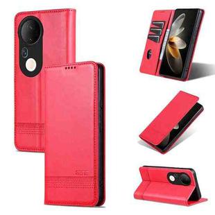 For vivo S20 Pro AZNS Magnetic Calf Texture Leather Phone Case(Red)