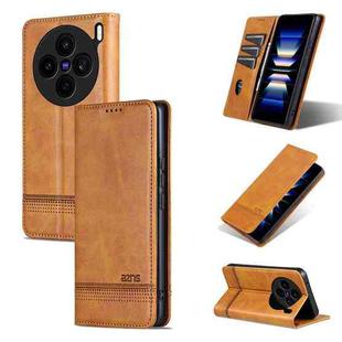 For vivo X200s AZNS Magnetic Calf Texture Leather Phone Case(Light Brown)