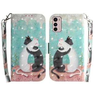 For Motorola Moto G42 3D Colored Horizontal Flip Leather Phone Case(Black White Cat)