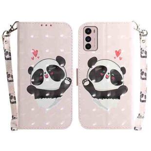 For Motorola Moto G42 3D Colored Horizontal Flip Leather Phone Case(Heart Panda)