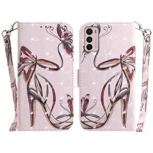 For Motorola Moto G42 3D Colored Horizontal Flip Leather Phone Case(Butterfly High-heeled)