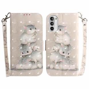 For Motorola Moto G52J Japan Version 3D Colored Horizontal Flip Leather Phone Case(Squirrels)