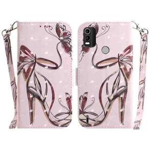 For Nokia C21 Plus 3D Colored Horizontal Flip Leather Phone Case(Butterfly High-heeled)