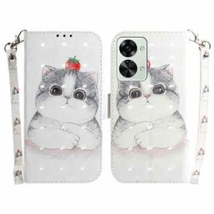 For OnePlus Nord 2T 3D Colored Horizontal Flip Leather Phone Case(Cute Cat)