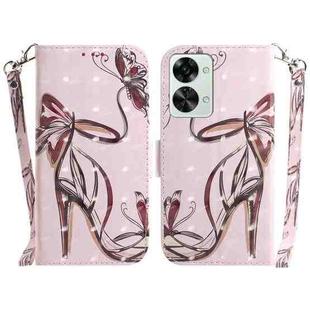 For OnePlus Nord 2T 3D Colored Horizontal Flip Leather Phone Case(Butterfly High-heeled)