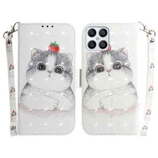 For Honor X8 3D Colored Horizontal Flip Leather Phone Case(Cute Cat)