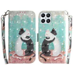 For Honor X8 3D Colored Horizontal Flip Leather Phone Case(Black White Cat)