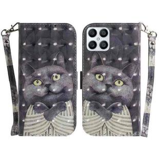 For Honor X8 3D Colored Horizontal Flip Leather Phone Case(Hug Cat)