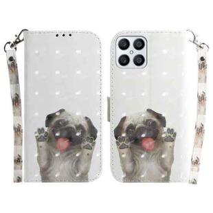 For Honor X8 3D Colored Horizontal Flip Leather Phone Case(Pug)