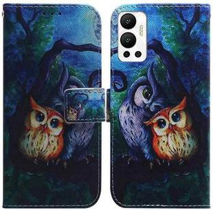 For Infinix Hot 12 Coloured Drawing Leather Phone Case(Oil Painting Owl)