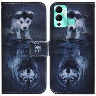 For Infinix Hot 12 Play Coloured Drawing Leather Phone Case(Wolf and Dog)