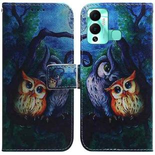 For Infinix Hot 12 Play Coloured Drawing Leather Phone Case(Oil Painting Owl)