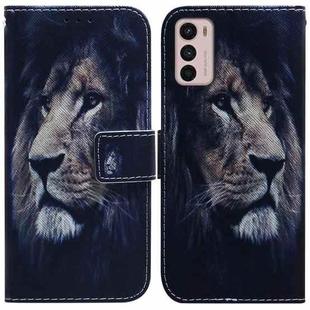 For Motorola Moto G42 Coloured Drawing Leather Phone Case(Lion)