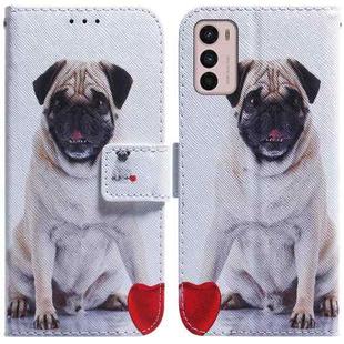 For Motorola Moto G42 Coloured Drawing Leather Phone Case(Pug)