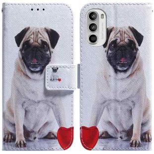 For Motorola Moto G52J Japan Version Coloured Drawing Leather Phone Case(Pug)