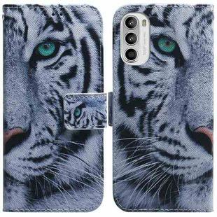 For Motorola Moto G52J Japan Version Coloured Drawing Leather Phone Case(Tiger)