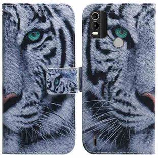 For Nokia C21 Plus Coloured Drawing Leather Phone Case(Tiger)