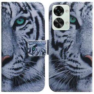 For OnePlus Nord 2T Coloured Drawing Leather Phone Case(Tiger)