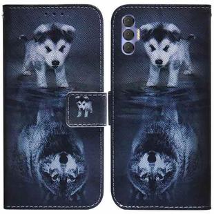 For Tecno Spark 8 Pro Coloured Drawing Leather Phone Case(Wolf and Dog)