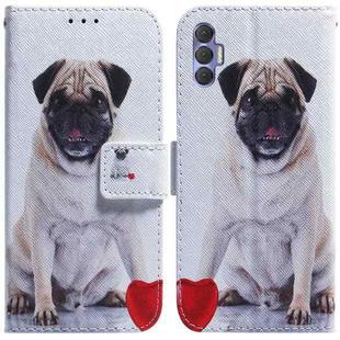 For Tecno Spark 8 Pro Coloured Drawing Leather Phone Case(Pug)