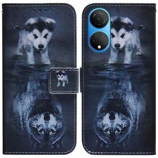 For Honor X7 Coloured Drawing Leather Phone Case(Wolf and Dog)