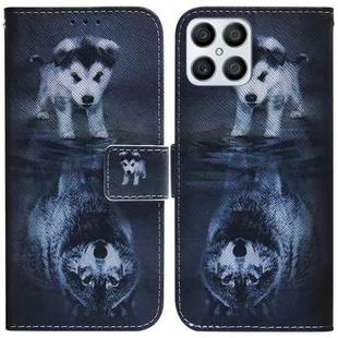 For Honor X8 Coloured Drawing Leather Phone Case(Wolf and Dog)