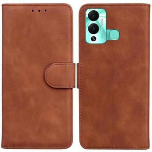 For Infinix Hot 12 Play Skin Feel Pure Color Flip Leather Phone Case(Brown)