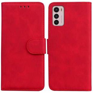 For Motorola Moto G42 Skin Feel Pure Color Flip Leather Phone Case(Red)