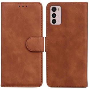 For Motorola Moto G42 Skin Feel Pure Color Flip Leather Phone Case(Brown)