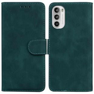 For Motorola Moto G52J Japan Version Skin Feel Pure Color Flip Leather Phone Case(Green)