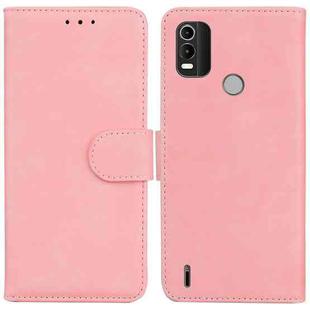 For Nokia C21 Plus Skin Feel Pure Color Flip Leather Phone Case(Pink)