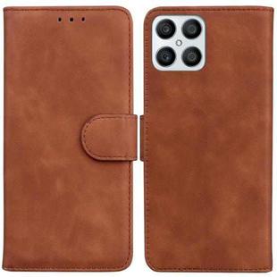 For Honor X8 Skin Feel Pure Color Flip Leather Phone Case(Brown)