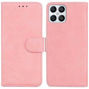 For Honor X8 Skin Feel Pure Color Flip Leather Phone Case(Pink)